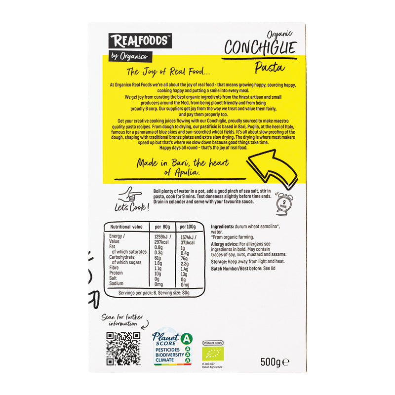 Organic Conchiglie Pasta