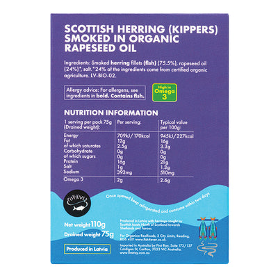 Smoked kippers in org rapeseed oil