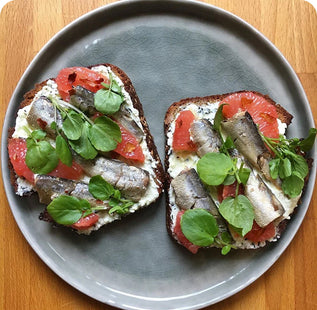 Sardine, Grapefruit & Goats Cheese Toast
