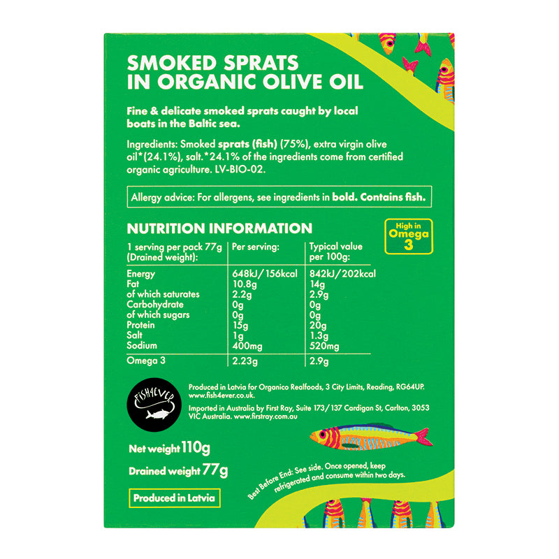 Smoked Sprats in Organic Olive Oil