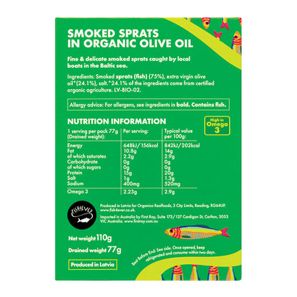 Smoked Sprats in Organic Olive Oil