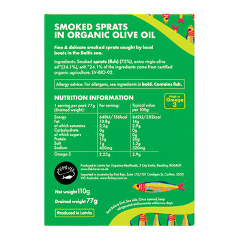 Smoked sprats in org olive oil