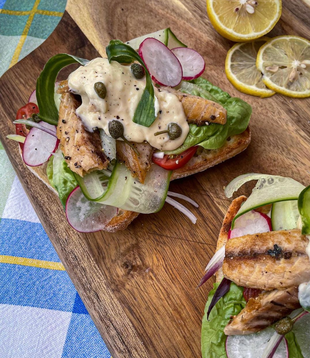 Golden mackerel toasts