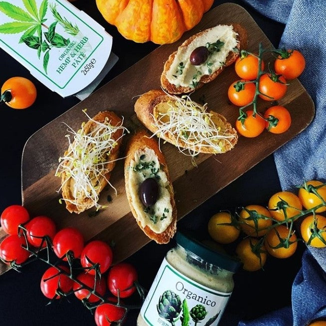 Toast with Hemp Pate and Artichoke Spread