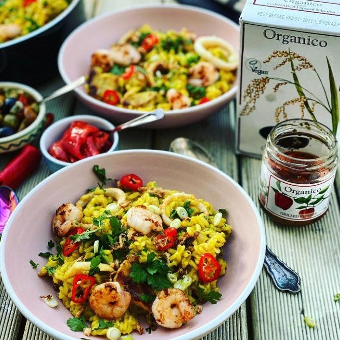 Pork and Seafood Risotto with Turmeric and Long Pepper