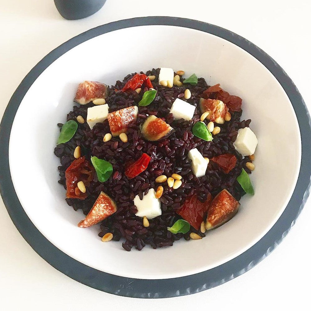 Black Rice Salad with Tomatoes, Feta and Figs