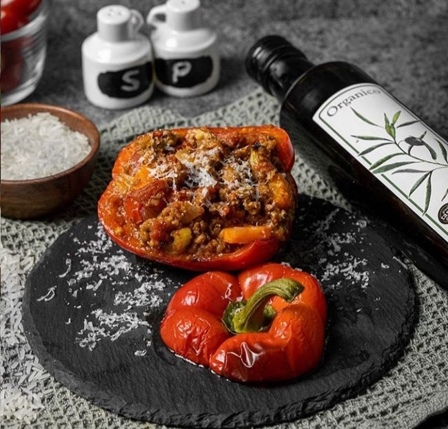 Stuffed Red Pepper with Rice and Parmesan